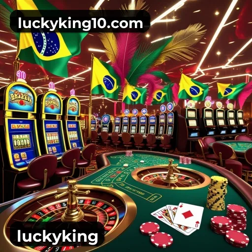 App luckyking para iOS e Android — interface mobile, login biométrico e PIX integrado