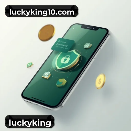 App luckyking para iOS e Android — interface mobile, login biométrico e PIX integrado